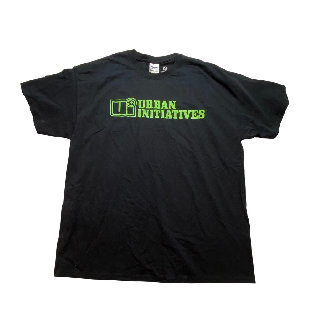 Gildan Urban Initiatives Volunteer Soccer Graphic T-Shirt Mens XL Black‎ Green